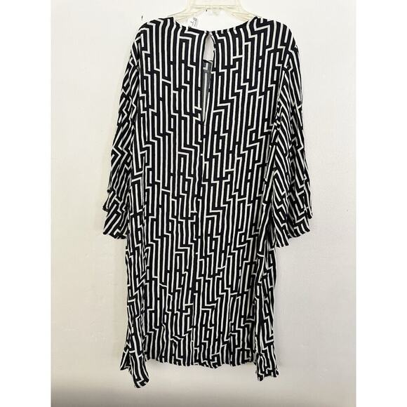 GP & J Baker X H&M Black & Ivory Geometric Print Dress SZ 10 - Picture 5 of 10